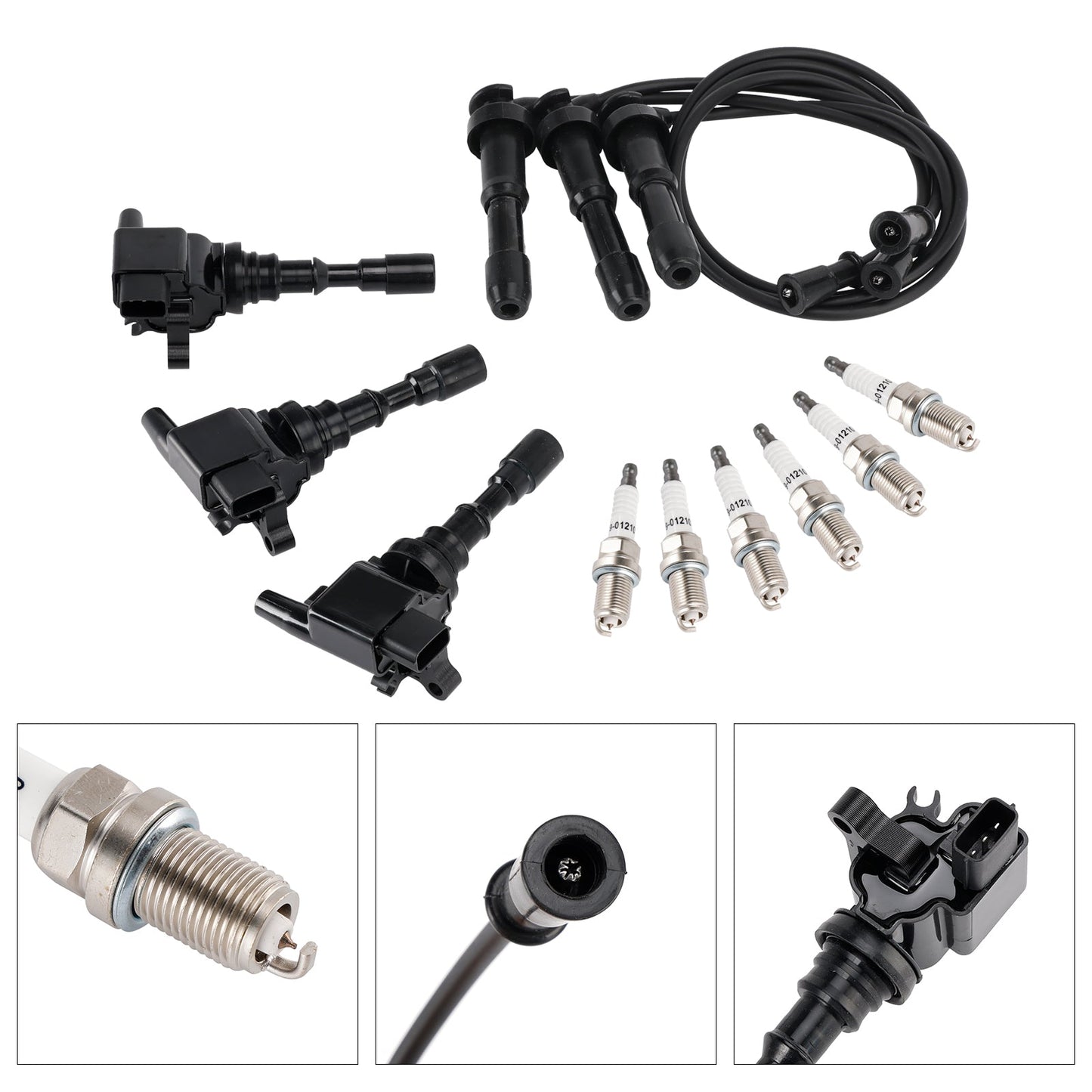 Kia Sorento 3.5L V6 2003-2006 UF431 3xIgnition Coil & 6x Spark Plug & 3xWireset 1788288 230054