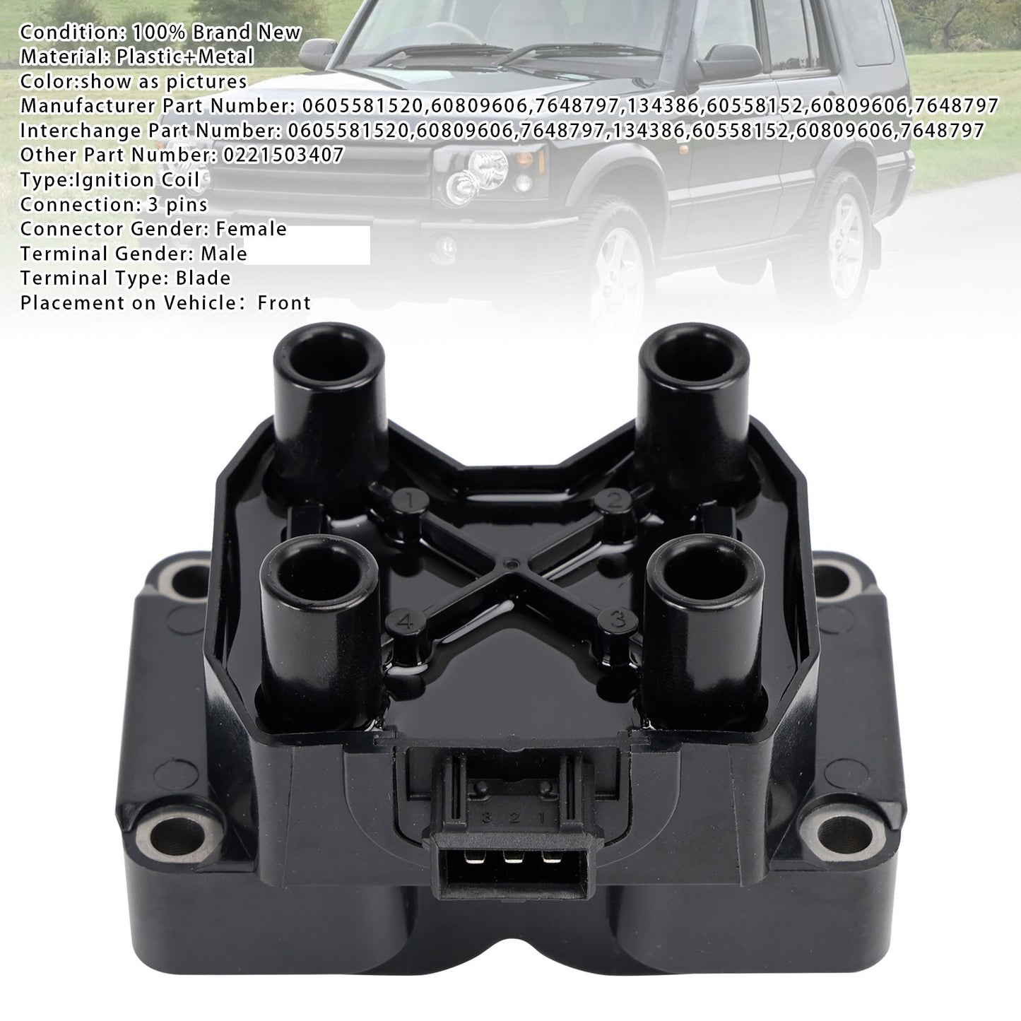 Ignition Coil 0221503407 For Land Rover Discovery Range Rover 0605581520 60809606