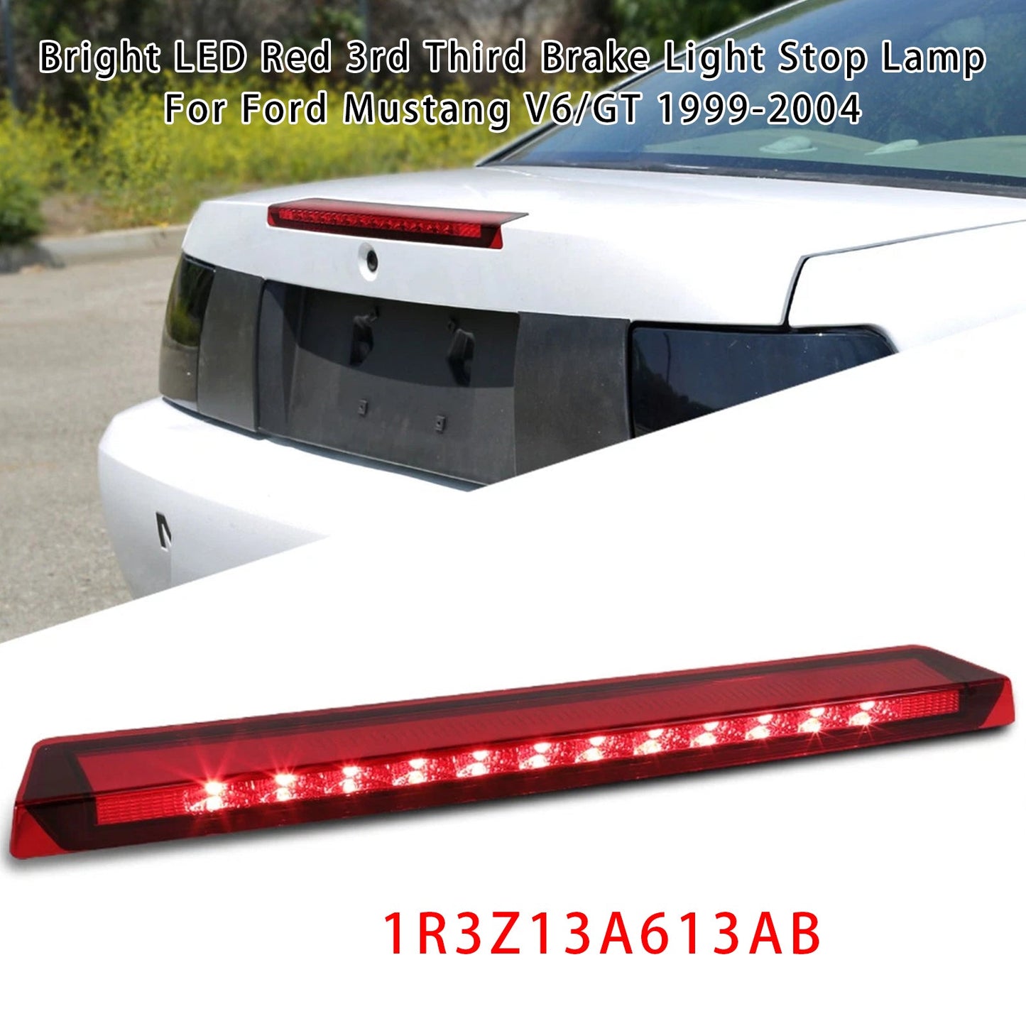 1999-2004 Ford Mustang V6/GT Bright LED Red 3rd Third Brake Light Stop Lamp 1R3Z13A613AB