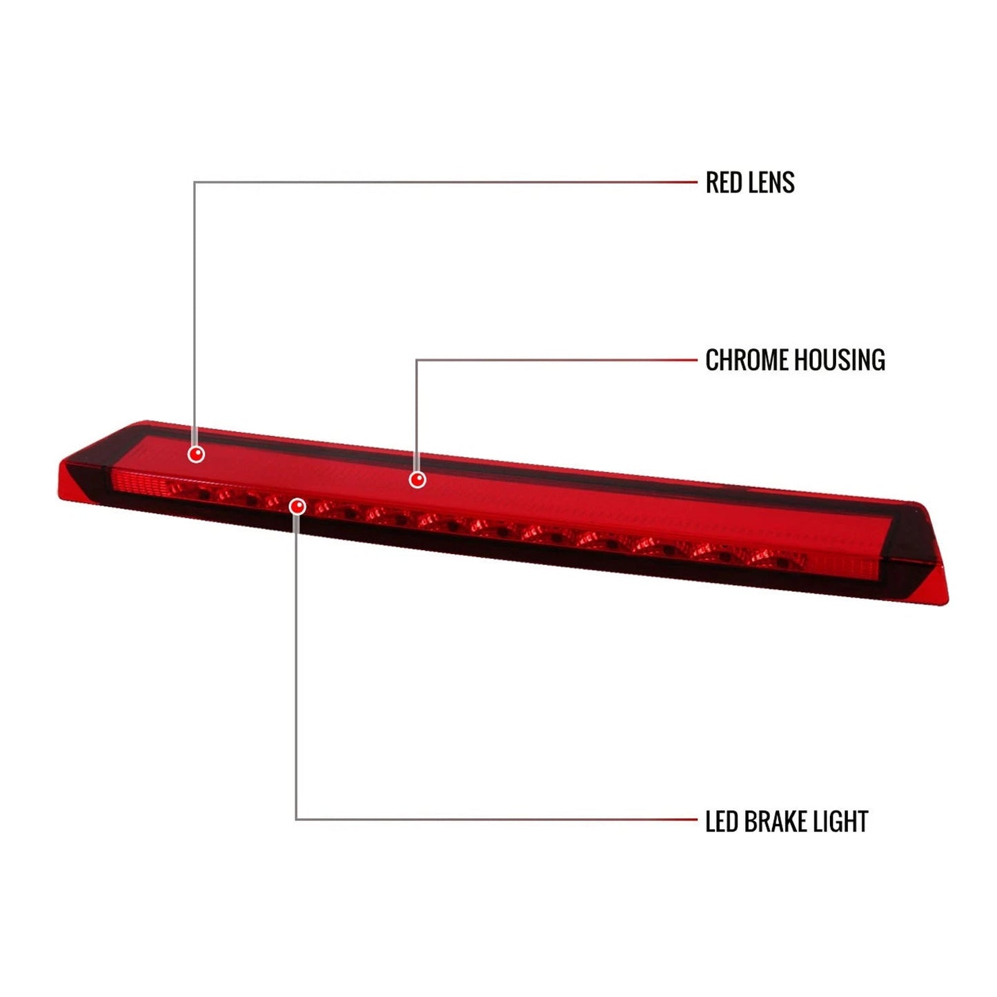 1R3Z13A613AB Bright LED Red 3rd Third Brake Light Stop Lamp For Ford Mustang V6/GT 1999-2004