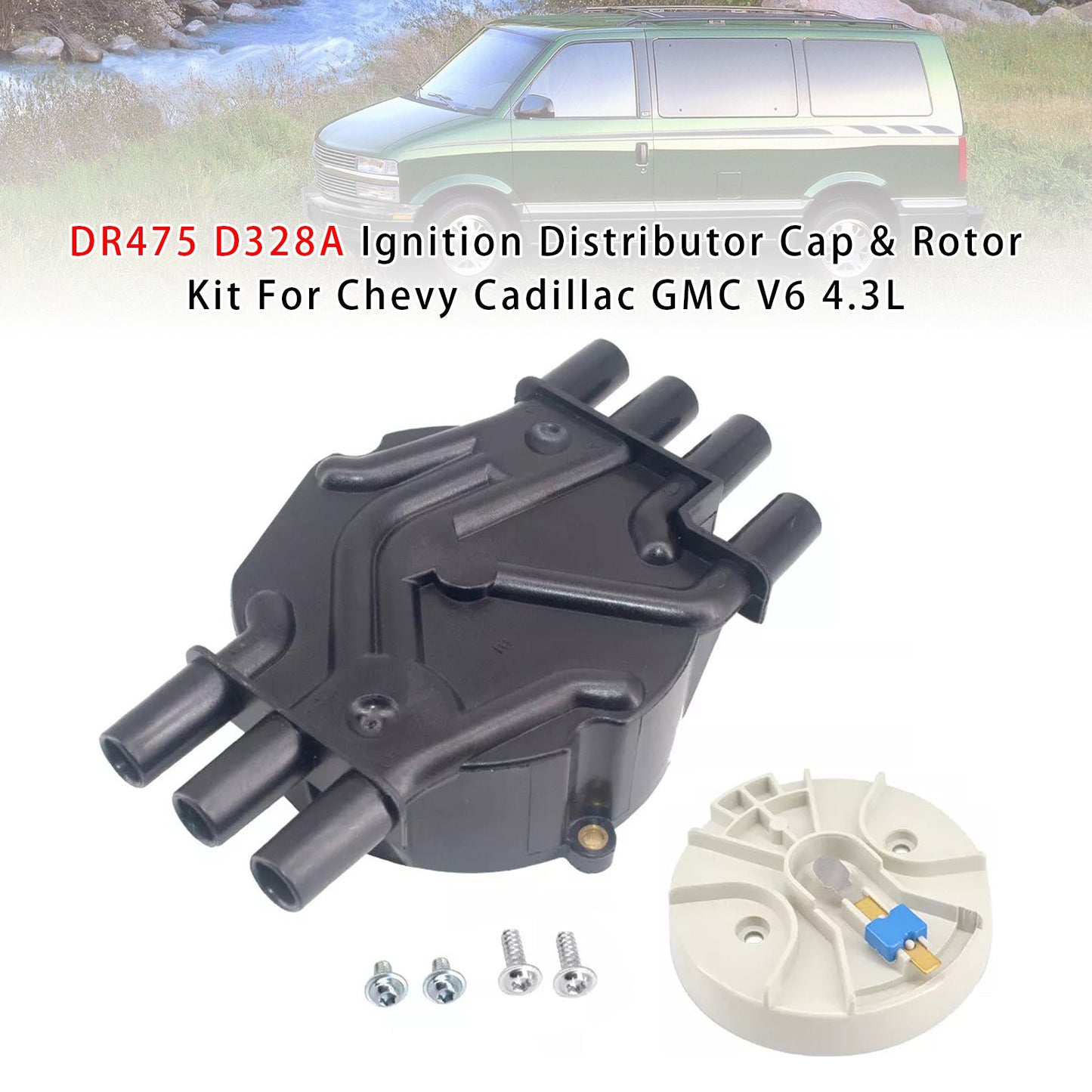 Chevy Cadillac GMC V6 4.3L DR475 D328A Ignition Distributor Cap & Rotor Kit 120142
