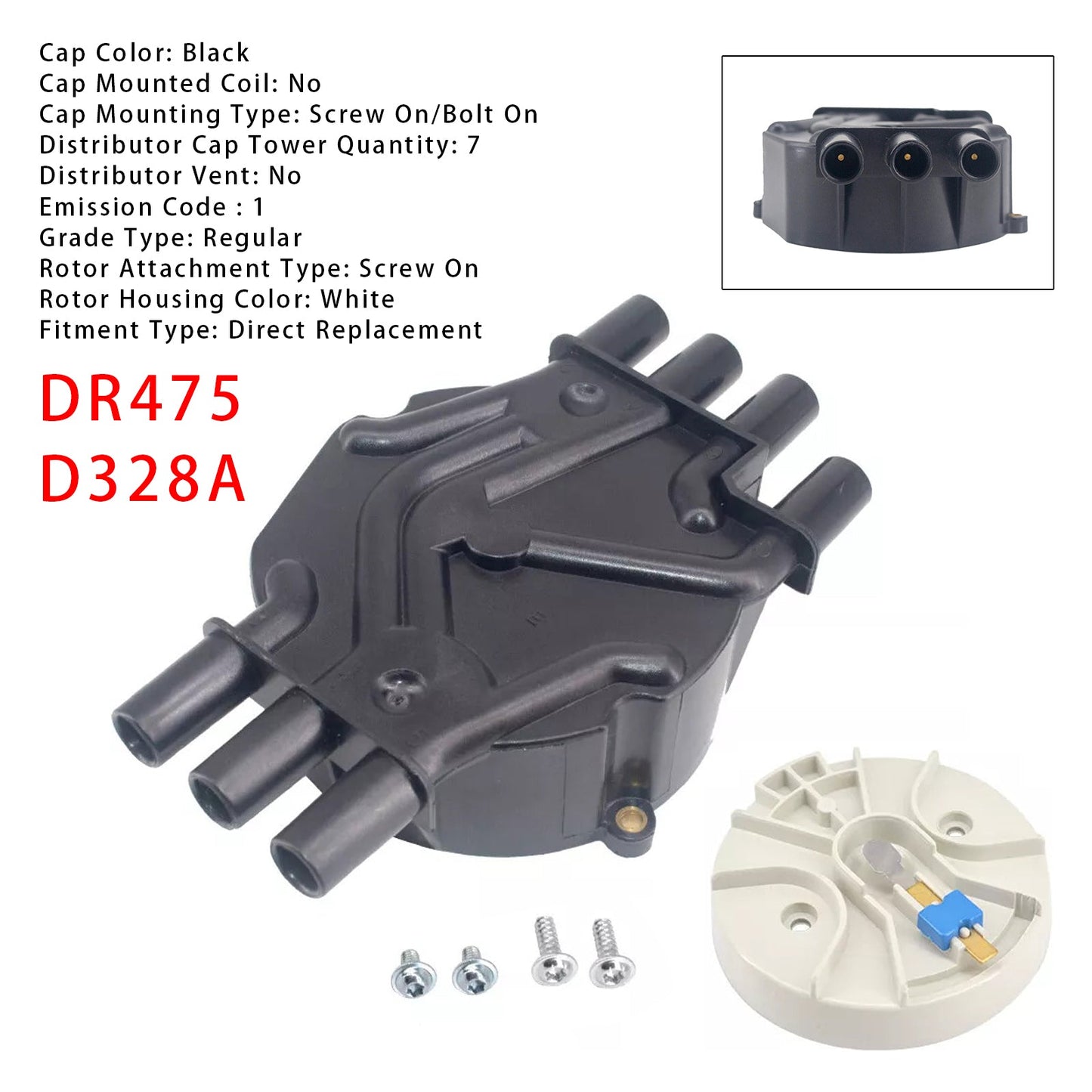 DR475 D328A Ignition Distributor Cap & Rotor Kit For Chevy Cadillac GMC V6 4.3L