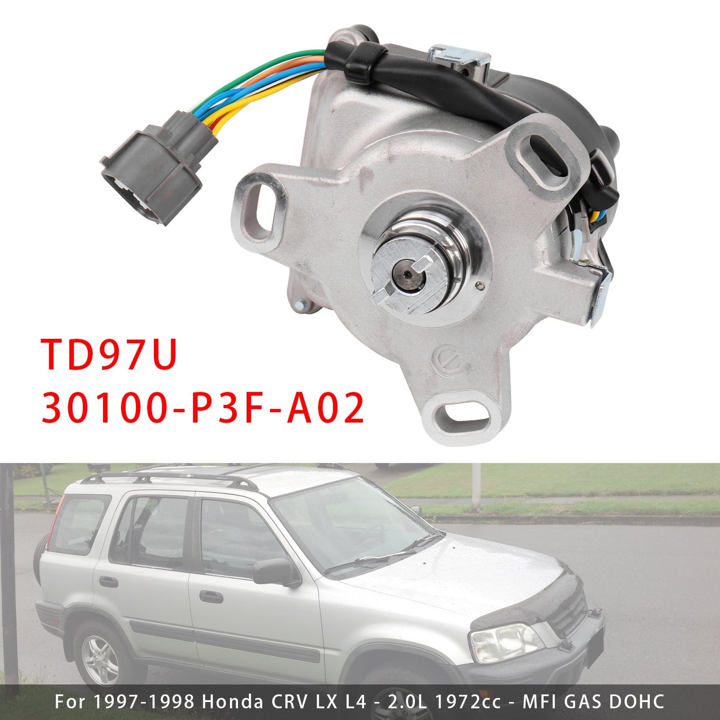 Honda CRV 1997-1998 EX LX 2.0L L4 TD97U 30100-P3F-A02 Ignition Distributor
