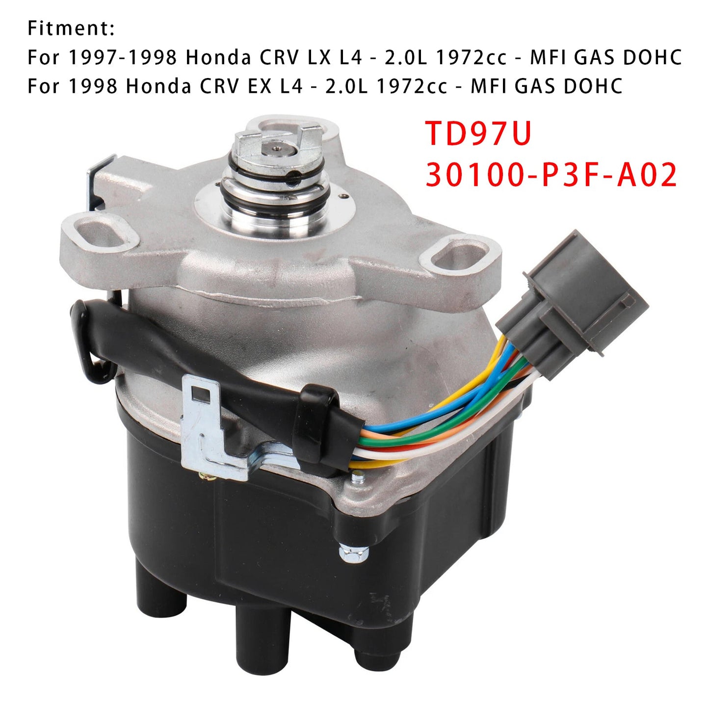 Honda CRV 1997-1998 EX LX 2.0L L4 TD97U 30100-P3F-A02 Ignition Distributor