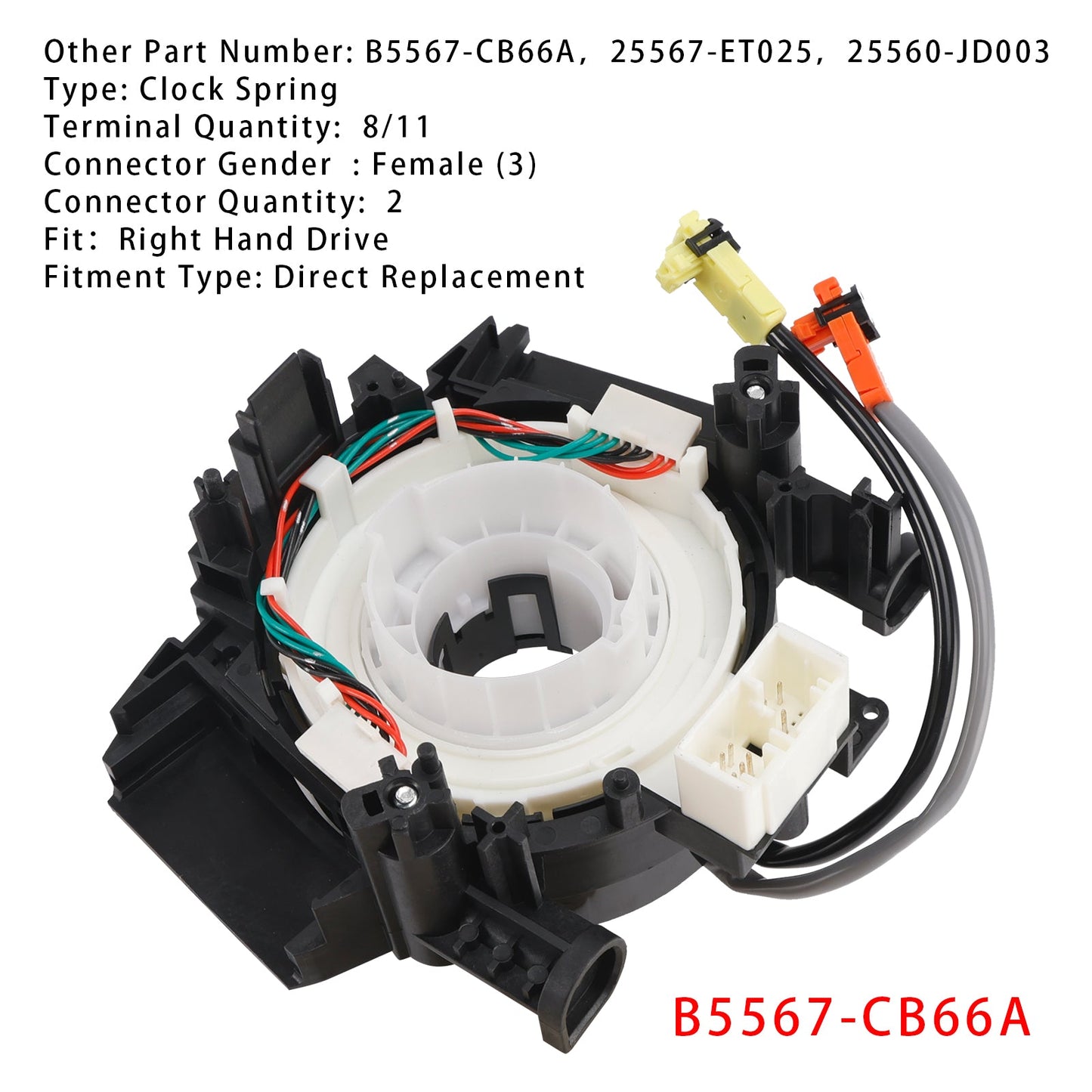 2008-2011 Nissan Rogue 2.5L Clock Spring B5567-CB66A