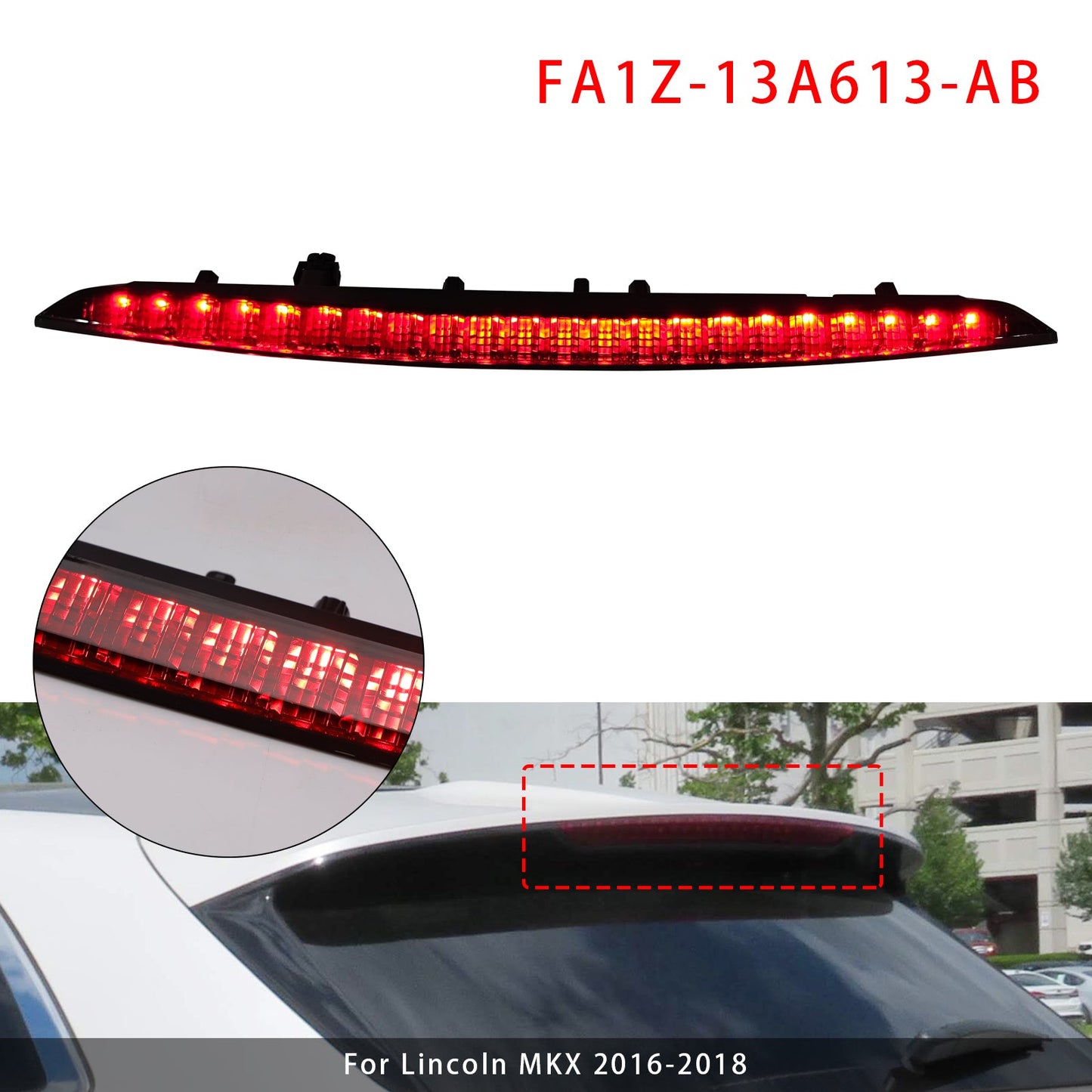Lincoln MKX 2016-2018 Black Lens Rear High Mount Brake Light FA1Z-13A613-AB