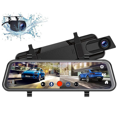 10-inch Full Screen HD 1080P Rearview Mirror Streaming Media Driving Recorder Dual Lens with Reversing Image