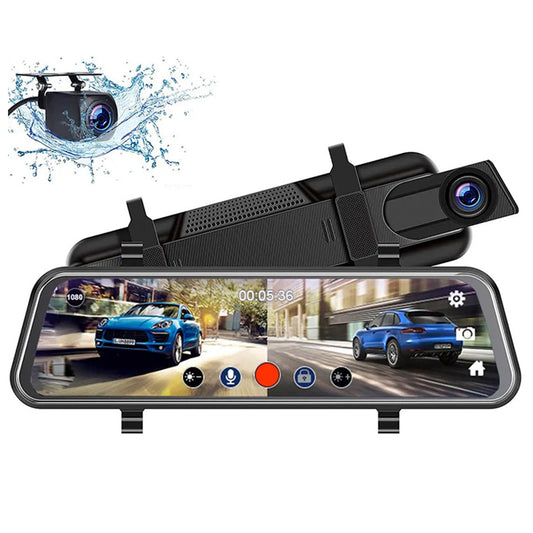 10-inch Full Screen HD 1080P Rearview Mirror Streaming Media Driving Recorder Dual Lens with Reversing Image