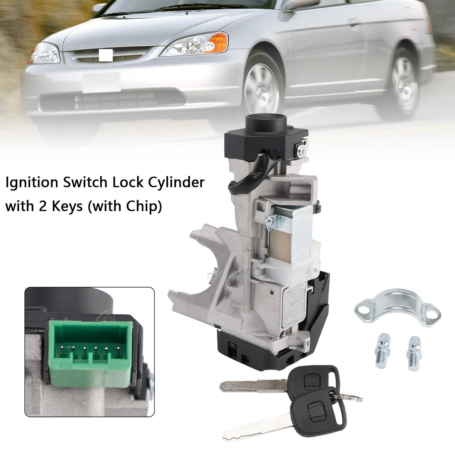 Honda Civic 1.3L 1.7L Ignition Switch Lock Cylinder with 2 Keys with Chip