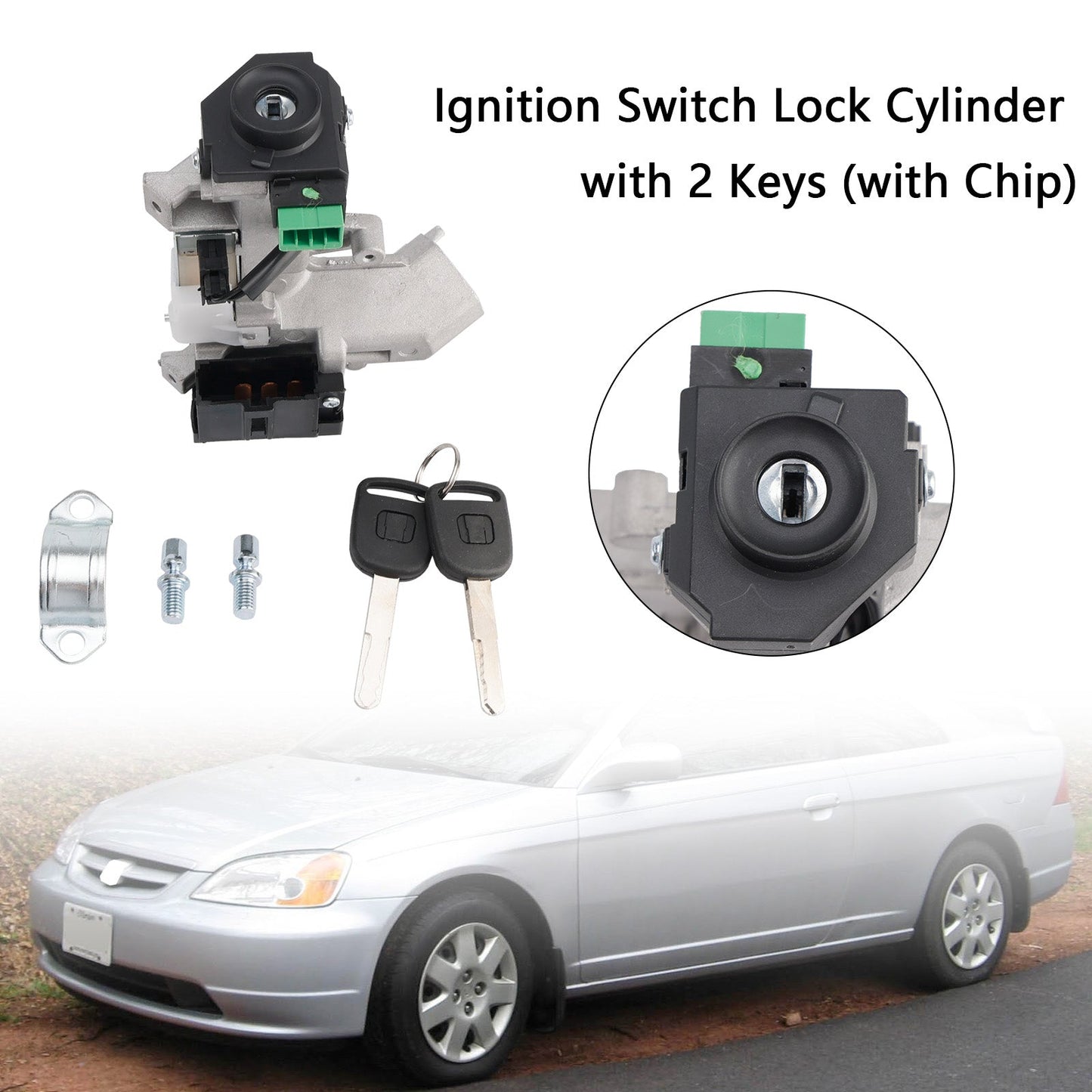 Honda Civic 1.3L 1.7L Ignition Switch Lock Cylinder with 2 Keys with Chip
