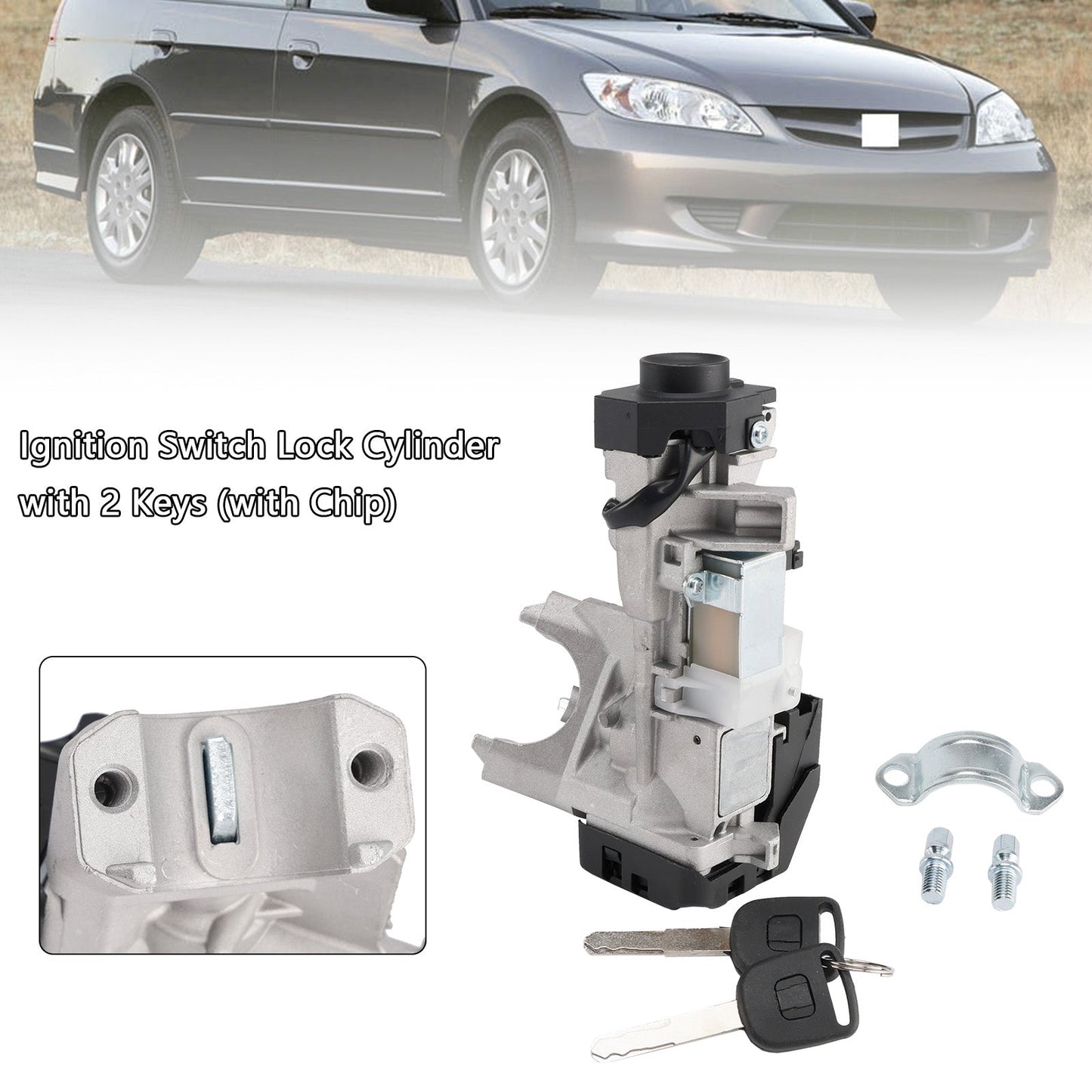 Honda Civic 1.3L 1.7L Ignition Switch Lock Cylinder with 2 Keys with Chip