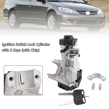 Honda Civic 1.3L 1.7L Ignition Switch Lock Cylinder with 2 Keys with Chip