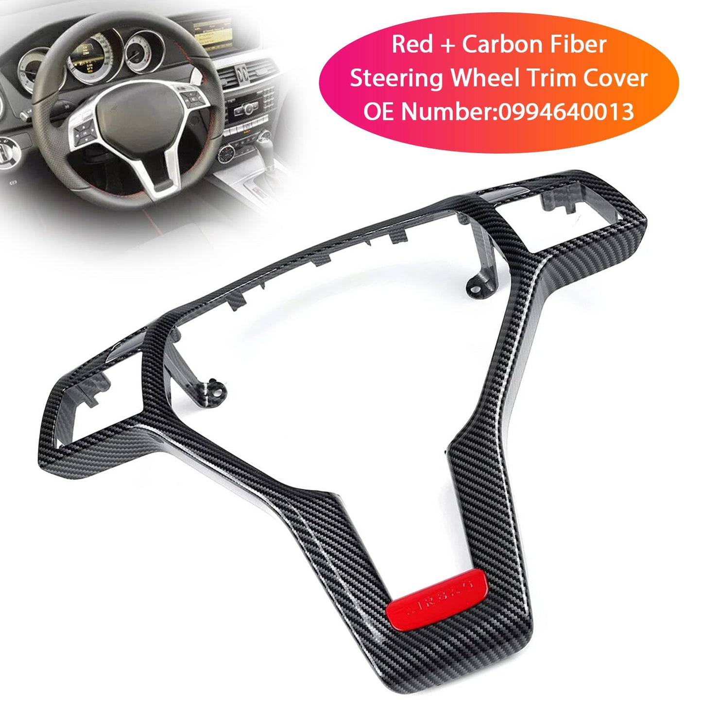 Mercedes Benz C-Class W204 C63 AMG Steering Wheel Cover Carbon Look 0994640013 09946400139107