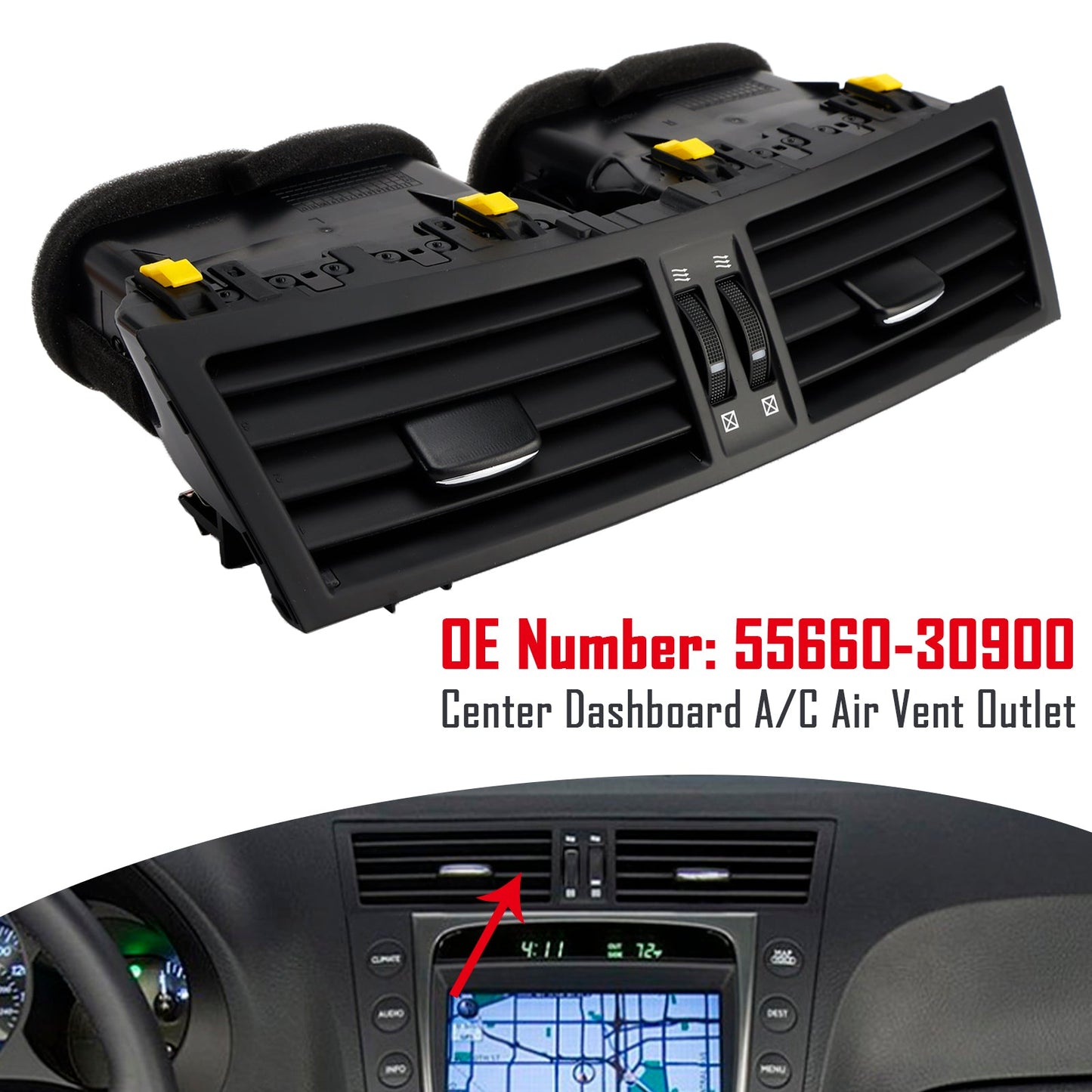 2006-2011 Lexus GS350 GS450H Center Dashboard A/C Air Vent Outlet 55660-30900 55660-30411-E0