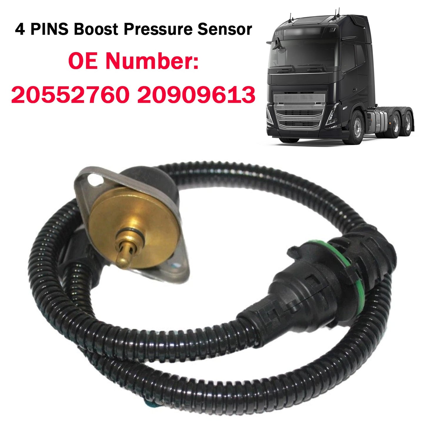 Volvo FH16 FL6 FM10 FM7 FH12 4 PINS Boost Pressure Sensor 20552760 20909613