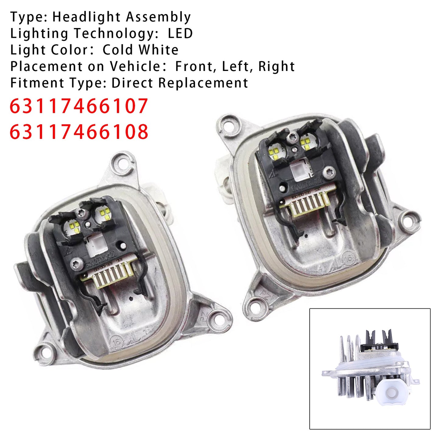 2018-2021 BMW G01 X3 G02 X4 3117466107 63117466108 Left+Right DRL LED MODULE White