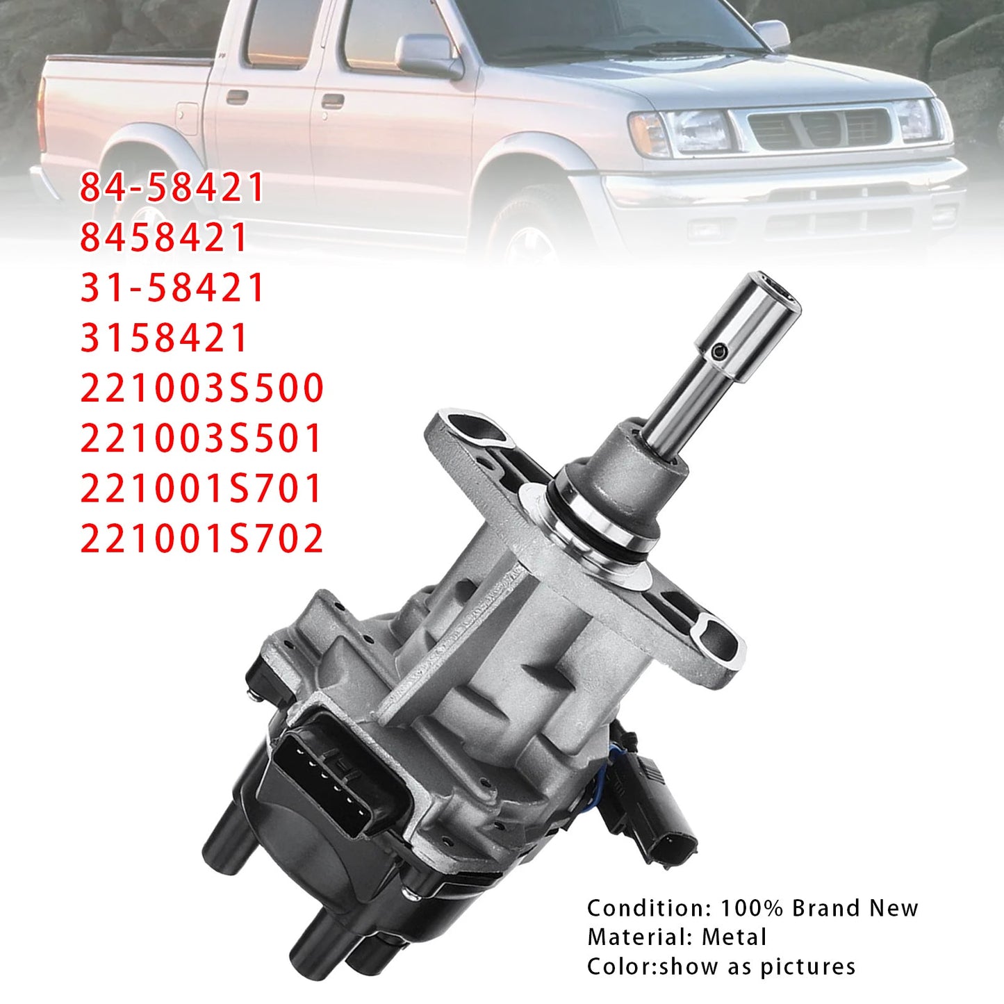 Nissan Frontier Xterra 2000-2004 L4 2.4L 221003S500 221003S501 Ignition Distributor w/ Cap & Rotor