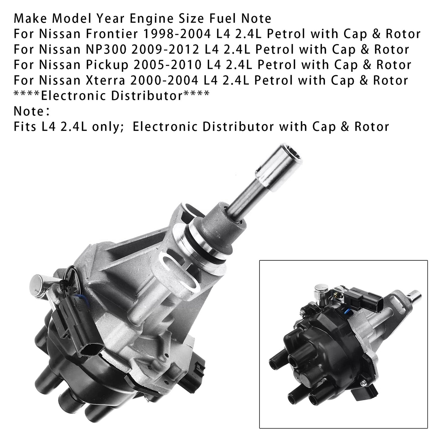 Nissan Frontier Xterra 2000-2004 L4 2.4L Ignition Distributor w/Cap & Rotor 221003S500 221003S501