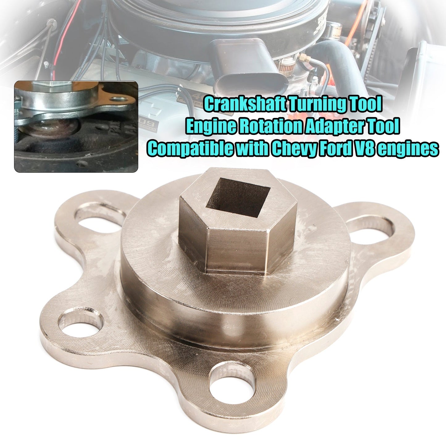 Chevy Ford V8 engines Crankshaft Turning Tool Engine Rotation Adapter Tool