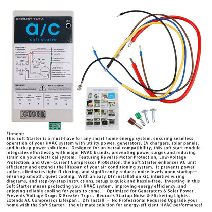 AC Soft Starter Reverse Motor Protection Easy DIY Install kit Fits Inside AC Compact Surge Protector & Motor Saver Ideal For HVAC Generators & Utility Power