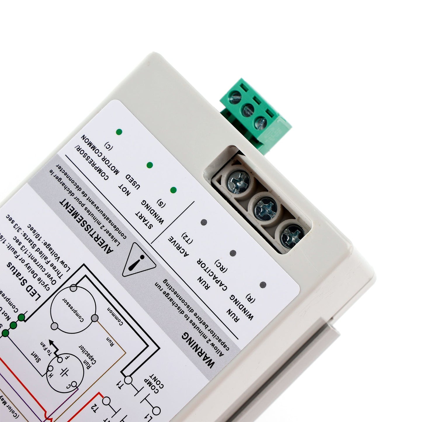 Módulo de arranque suave de 8 a 16 A para unidades de aire acondicionado de 1,75 a 3,5 toneladas. Protección contra reversa del motor. Fácil instalación.