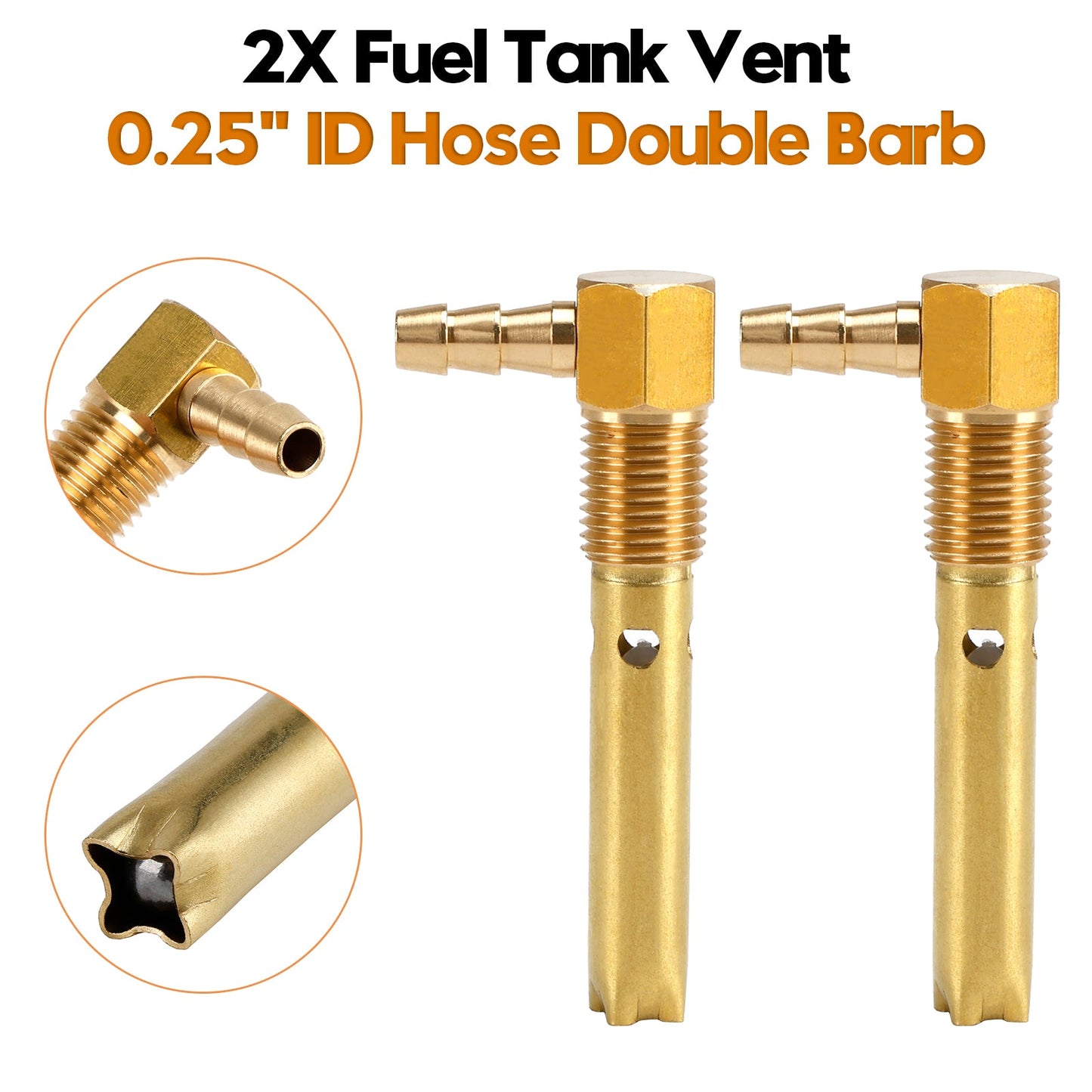 2PCS Small 1/4" Hose Double Barb Fuel Tank Vent Assy FTA-V-40 For Both small and large tanks