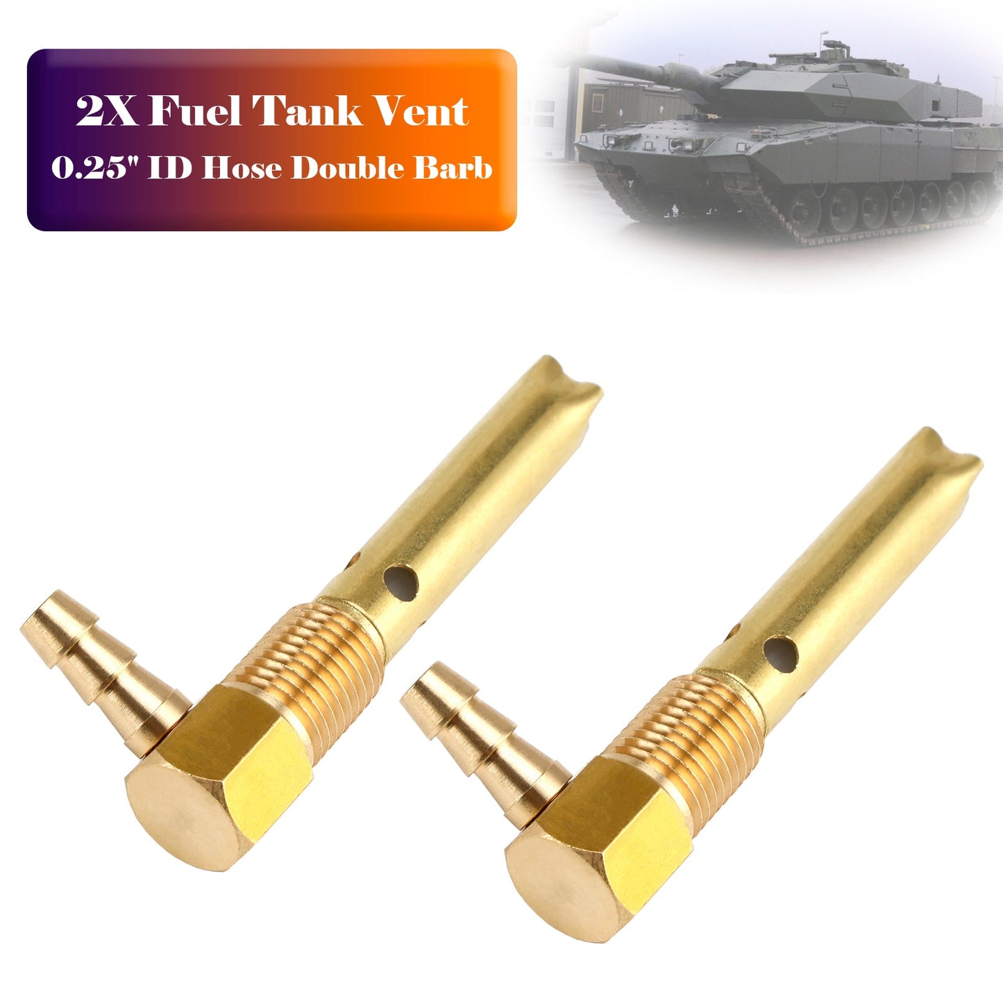 2PCS Small 1/4" Hose Double Barb Fuel Tank Vent Assy FTA-V-40 For Both small and large tanks