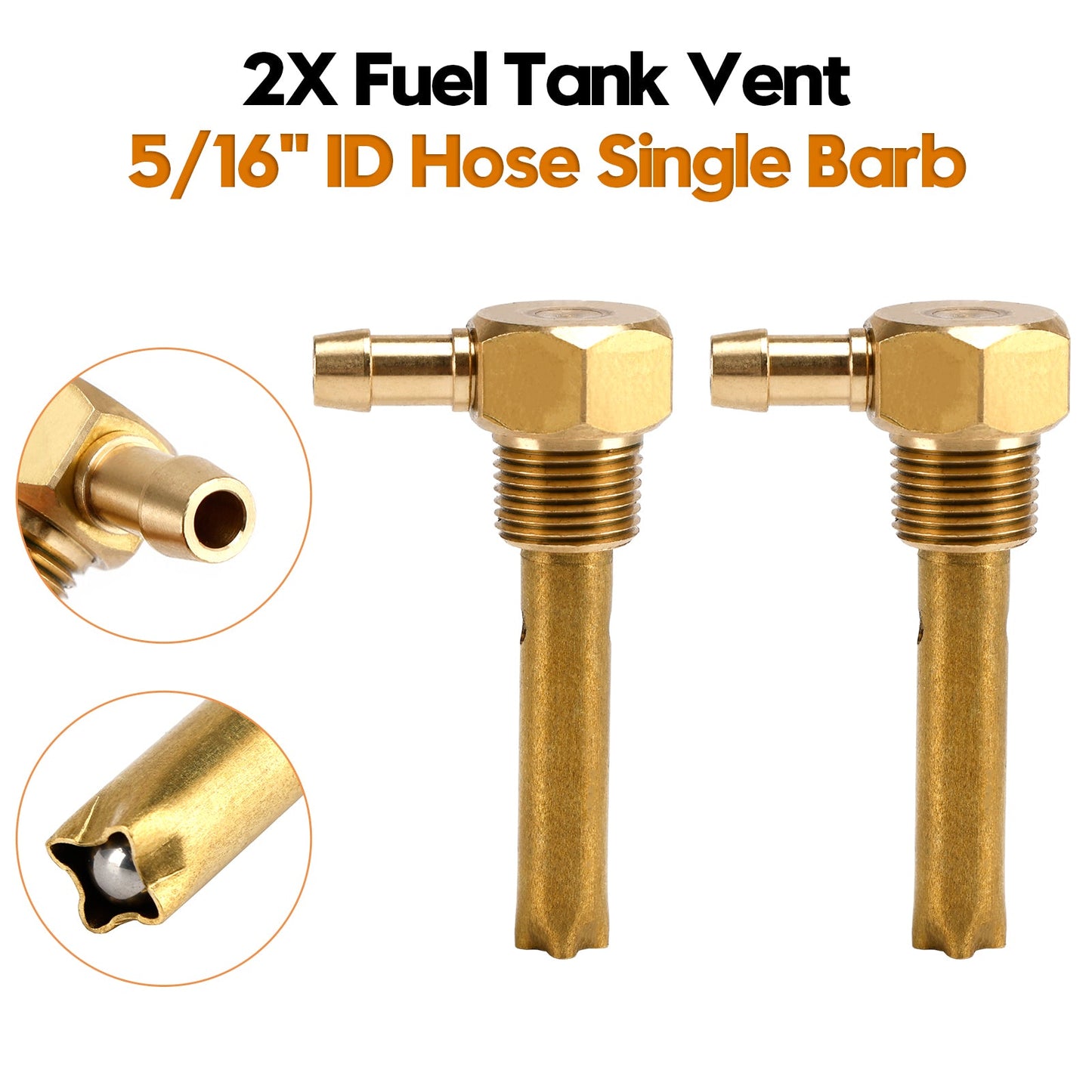 2CPS 5/16" ID Hose Fuel Tank Vent 3/8"-18NPTF Thread For both small and large tanks