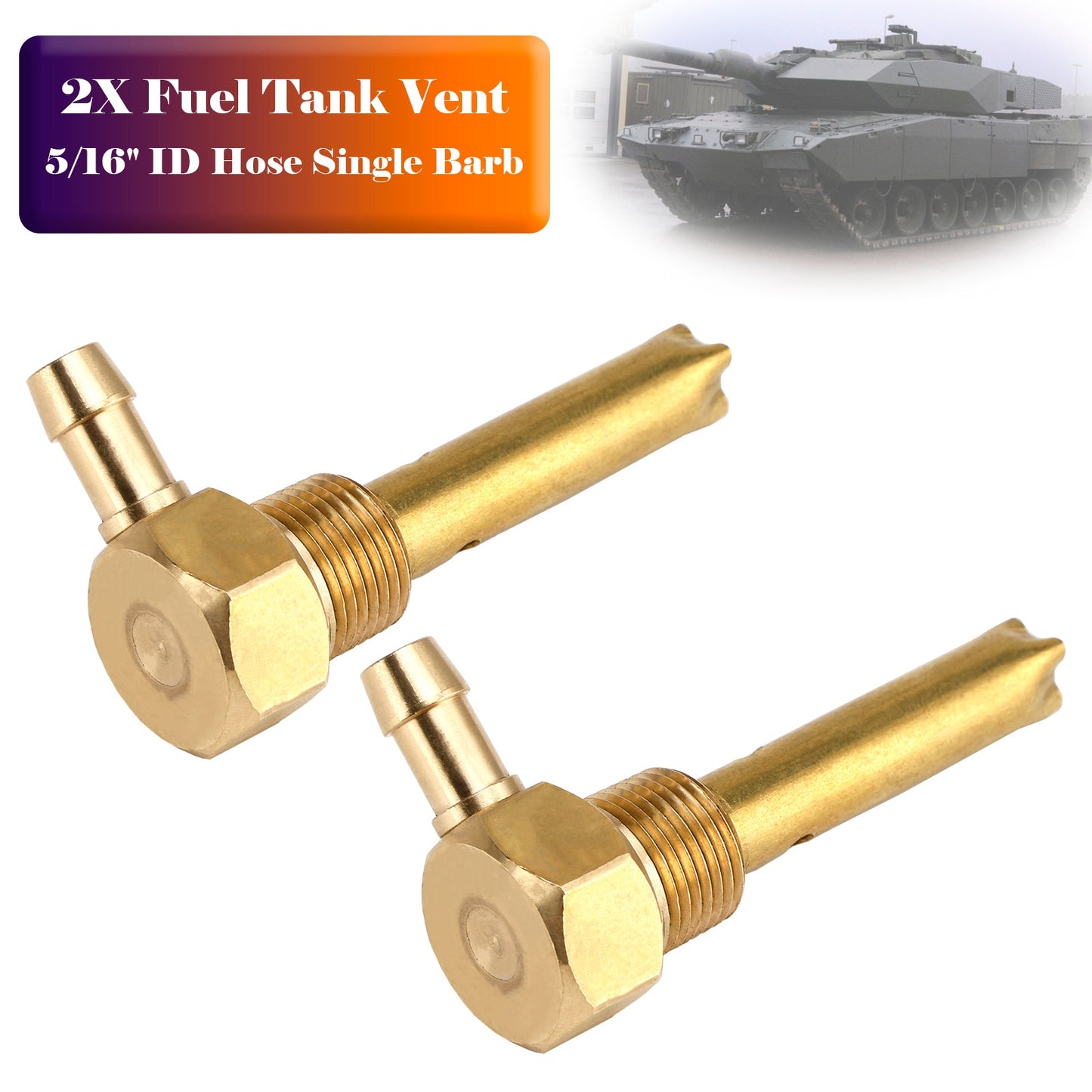 2CPS 5/16" ID Hose Fuel Tank Vent 3/8"-18NPTF Thread For both small and large tanks