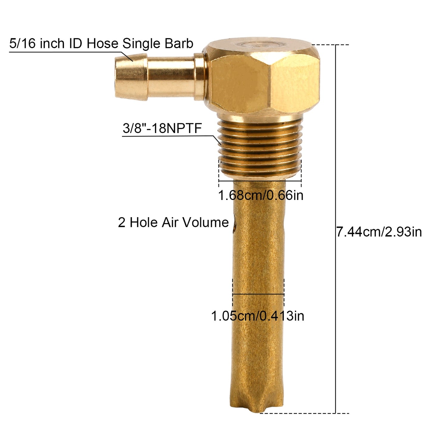 2CPS 5/16" ID Hose Fuel Tank Vent 3/8"-18NPTF Thread For both small and large tanks