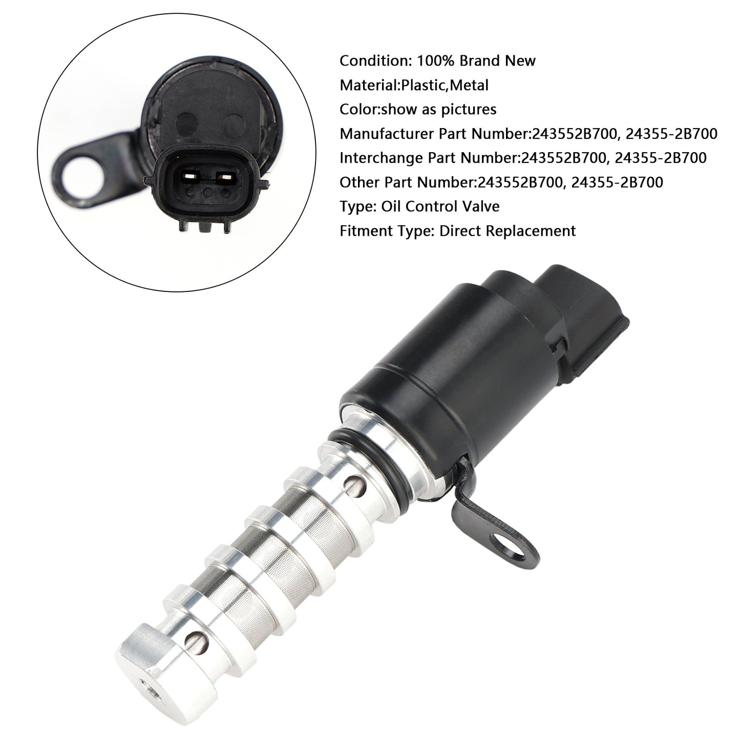 Hyundai Kia 1.6L 2011-2019 24355-2B700 Oil Control Valve Timing VVT Solenoid
