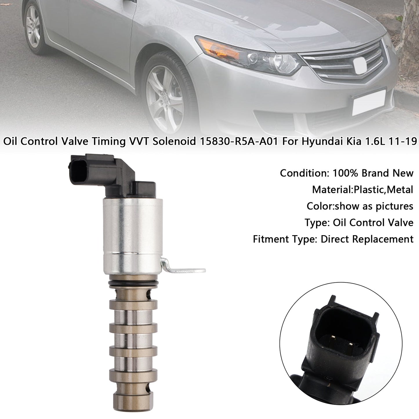 2011-2019 VVT Solenoid 15830-R5A-A01 Hyundai Kia 1.6L Oil Control Valve Timing