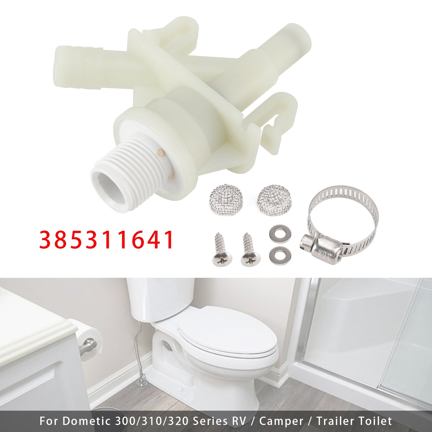 Dometic 300/310/320 Series RV/Camper/Trailer 385311641 Toilet Water Valve Kit