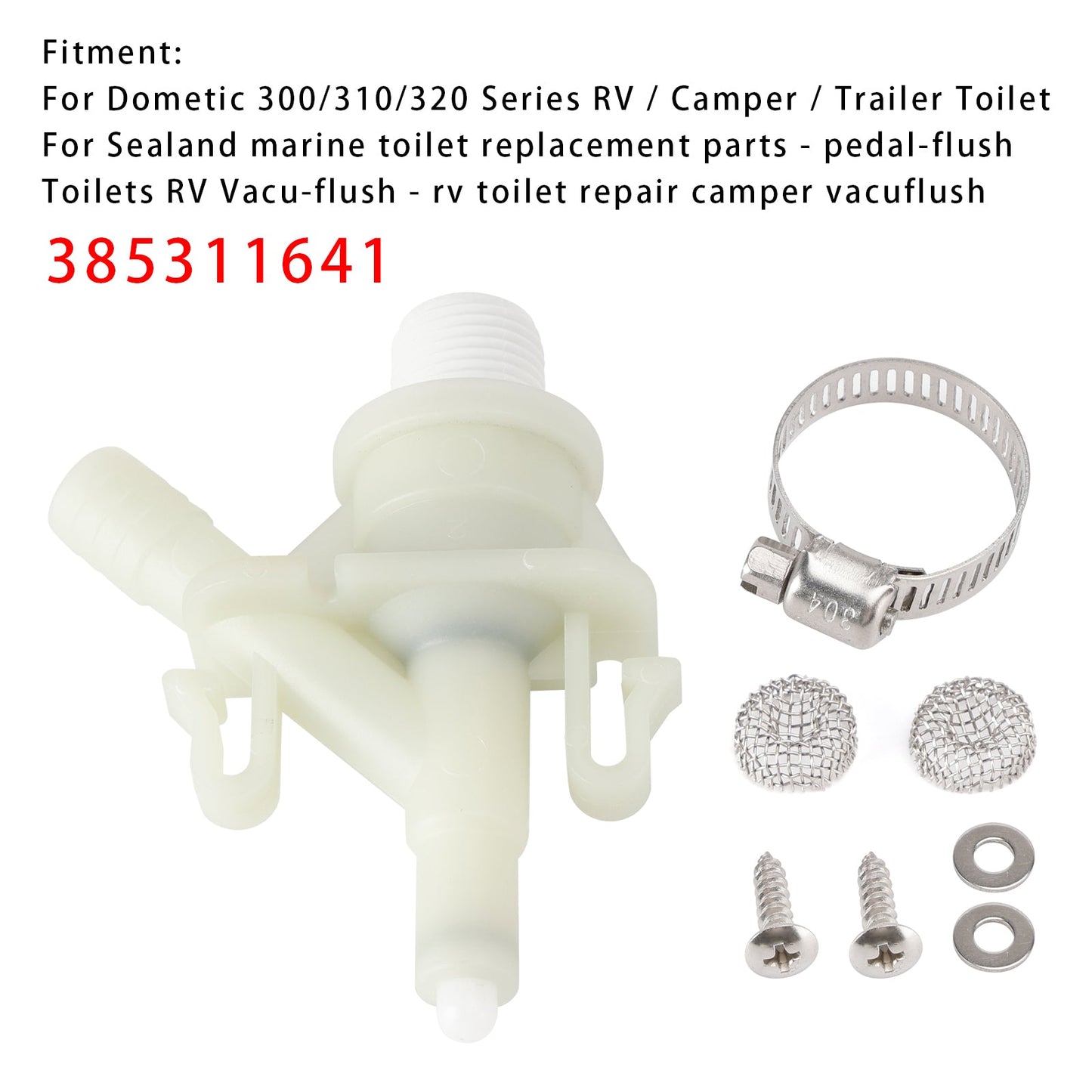 Dometic 300/310/320 Series RV/Camper/Trailer 385311641 Toilet Water Valve Kit