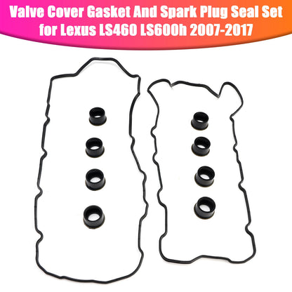 Lexus LS460 LS600h 2007-2017 Valve Cover Gasket And Spark Plug Seal Set 11213-38030 11214-38020 11193-38020