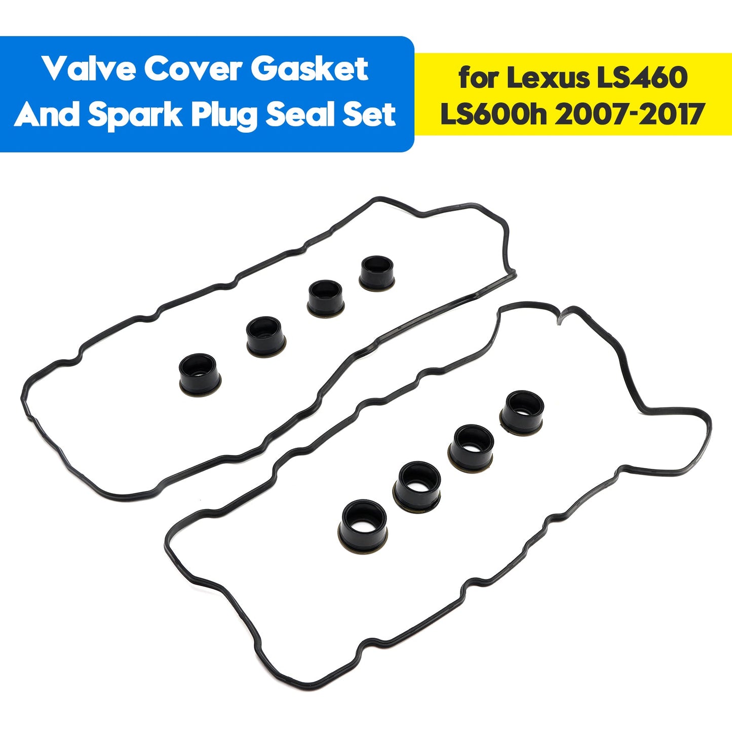 Lexus LS460 LS600h 2007-2017 Valve Cover Gasket And Spark Plug Seal Set 11213-38030 11214-38020 11193-38020