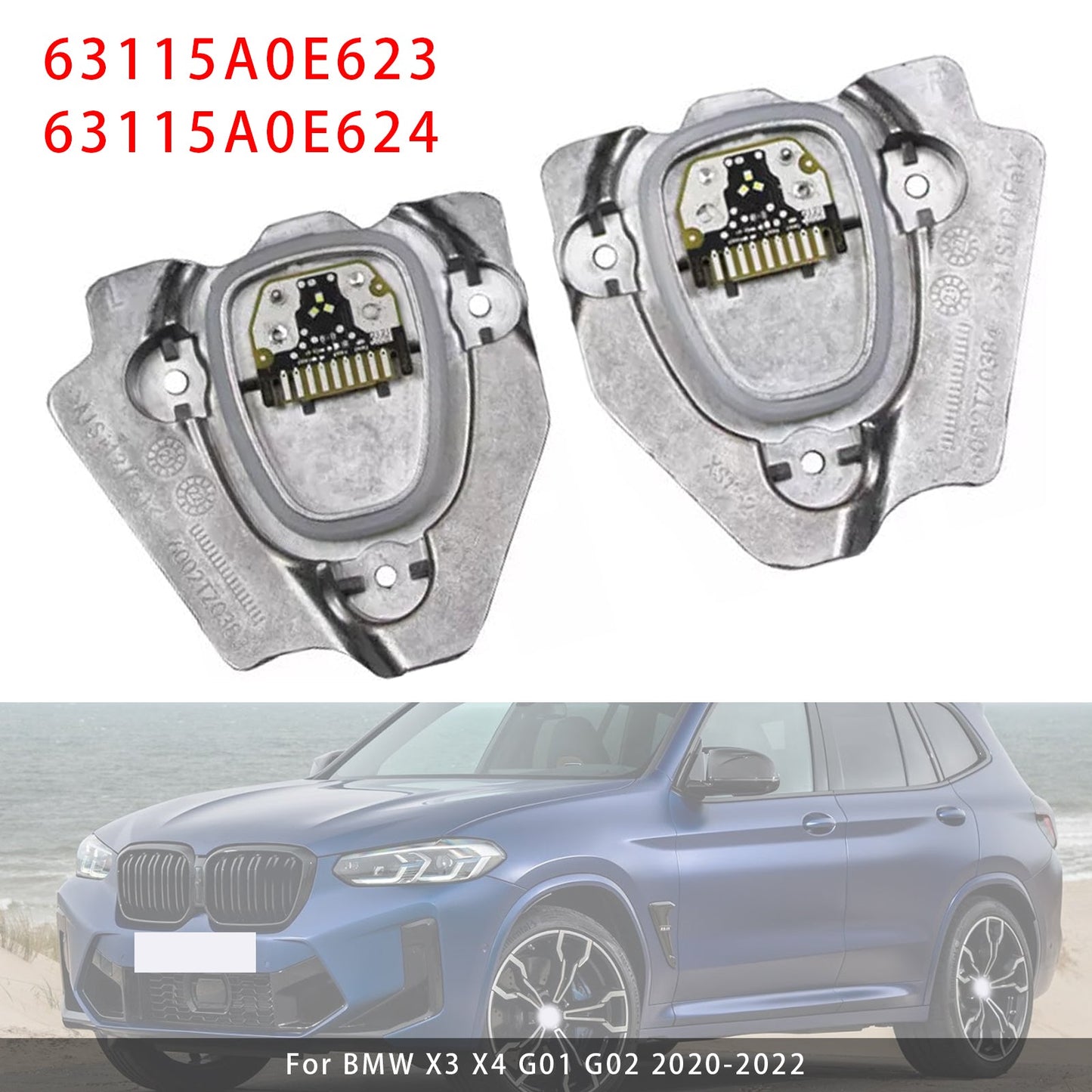 BMW X3 X4 G01 G02 LCI 2pcs 63115A0E623+63115A0E624 LED Headlight DRL Unit Module