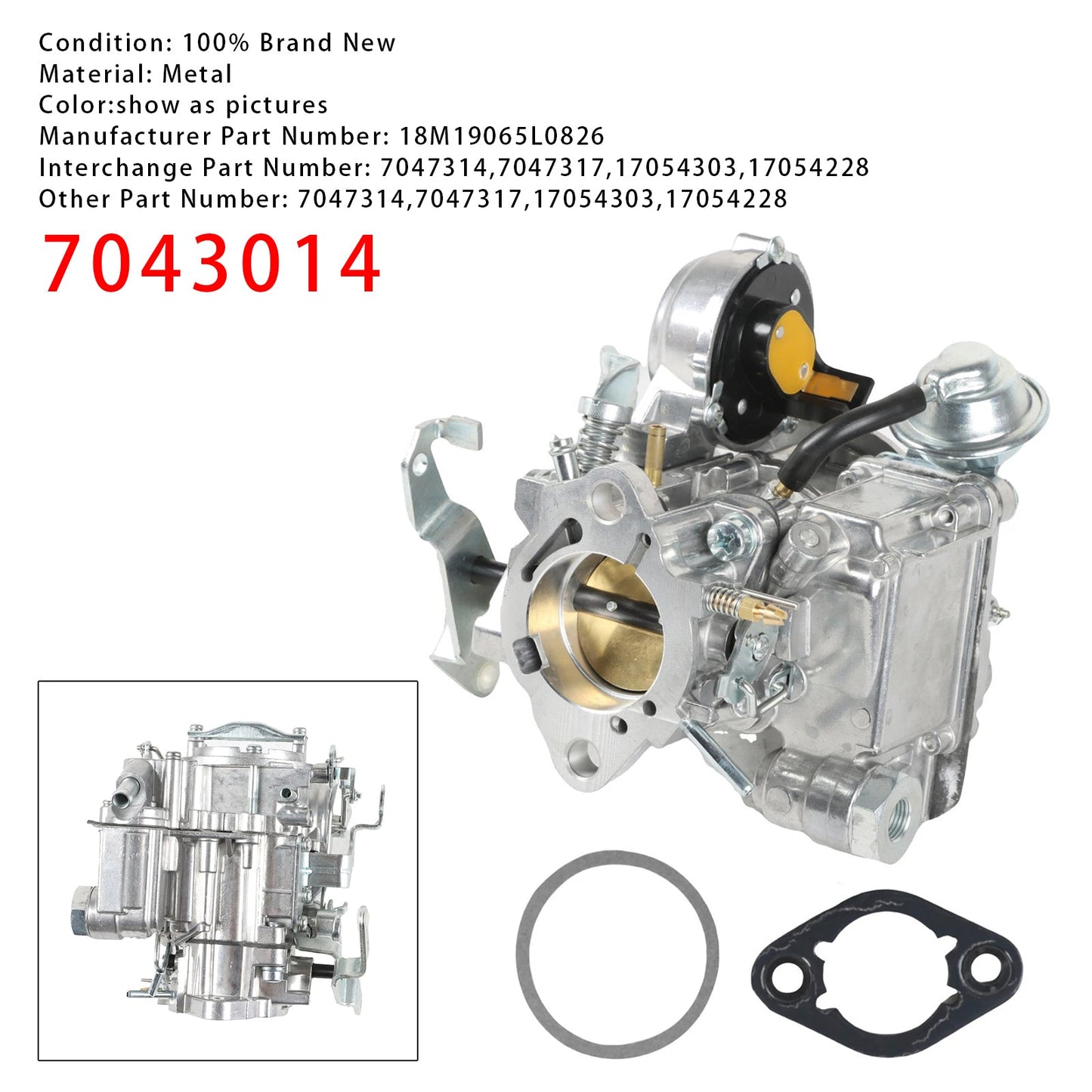 Chevy & GMC L6 eingines- 4.1L 250 & 4.8L 292 Carburetor w/Gaskets 7043014