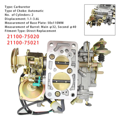1993-1998  Toyota 1RZ 4Y Hiace 2 Cyl Carb Carburetor 21100-75020 21100-75021