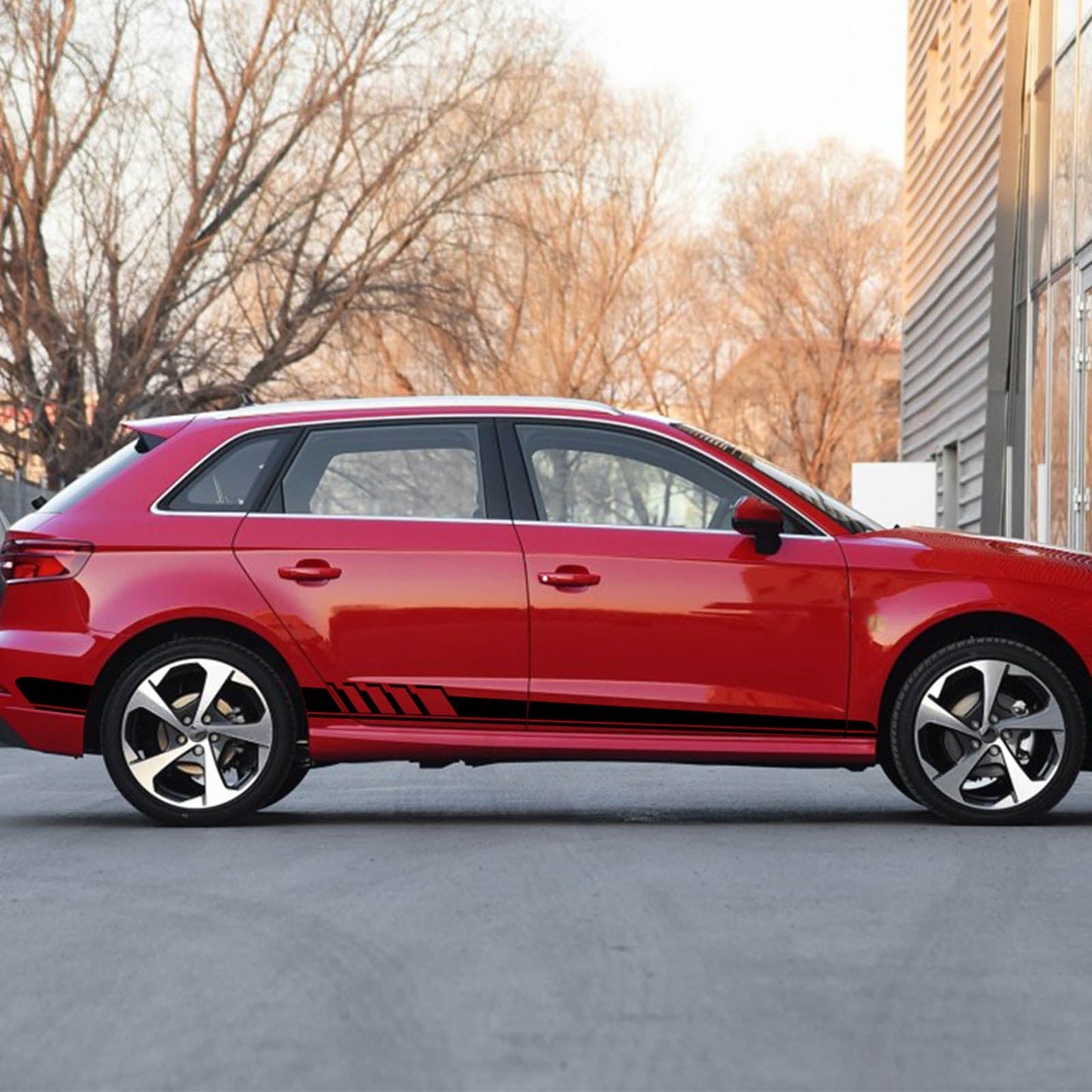 2 pegatinas de rayas para faldones laterales de Mercedes Benz W205 Clase C AMG, color negro