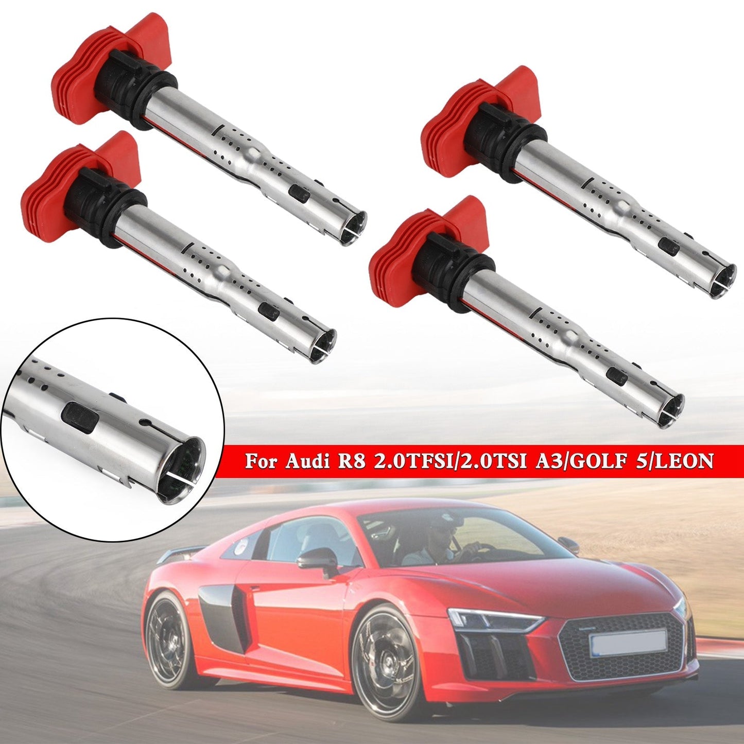 Lot de 4 bobines d'allumage 06E905115E 95860210200 pour Audi R8 2.0TFSI/2.0TSI A3/GOLF 5/LEON