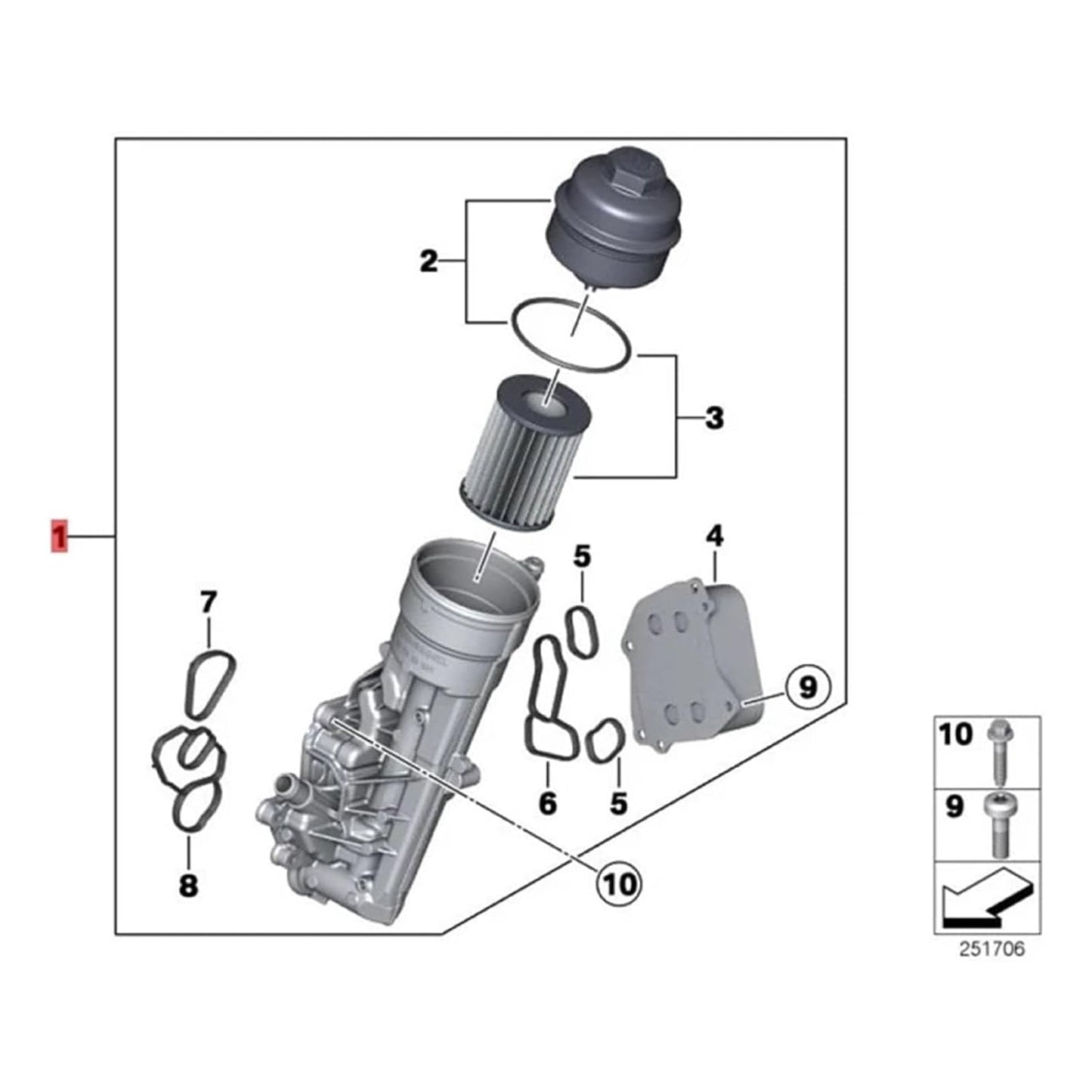 BMW F20 F21 F30 11417600468 Engine Oil Cooler Filter Housing