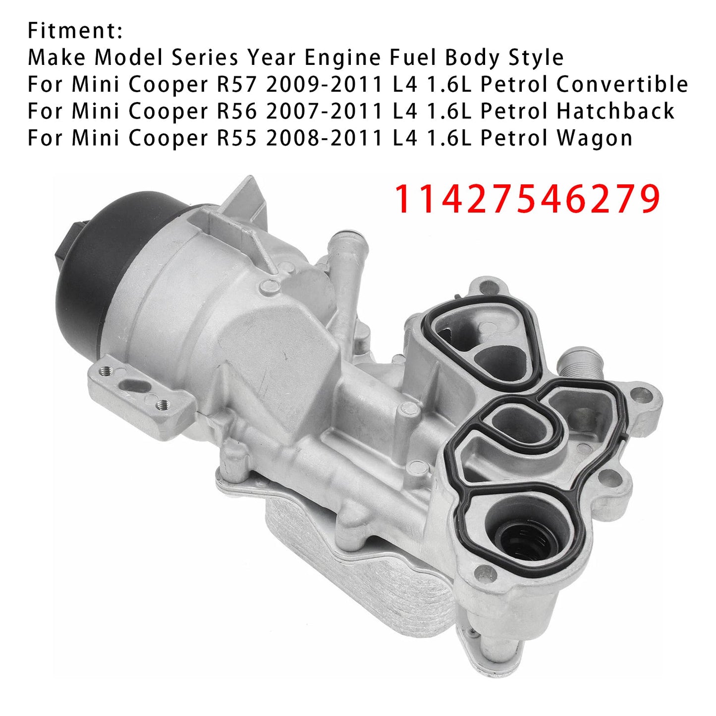 Mini Cooper R55 R56 R57 2007-2011 L4 1.6L Turbo Engine Oil Cooler Assembly 11427546279