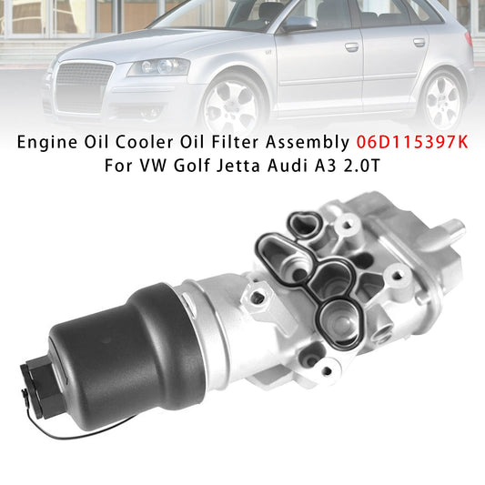 VW Golf Jetta Audi A3 2.0T Engine Oil Cooler Oil Filter Assembly 06D115397K