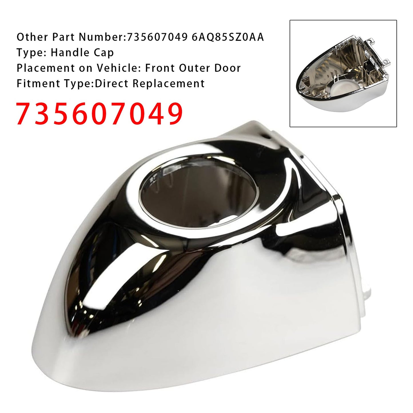 Fiat 500X 2016-2021 Front Outer Door Handle Cap 735607049