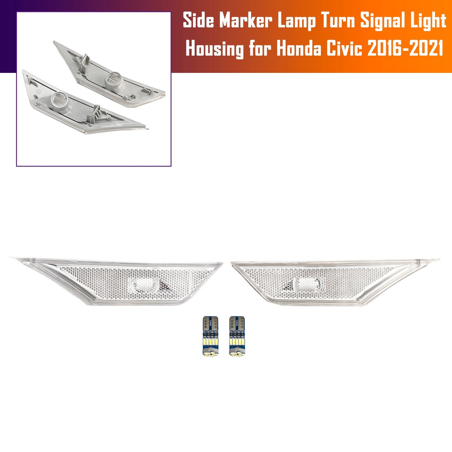 2016-2021 Honda Civic Honda Civic 2016-2021 Side Marker Lamp Turn Signal Light Housing With light bulb