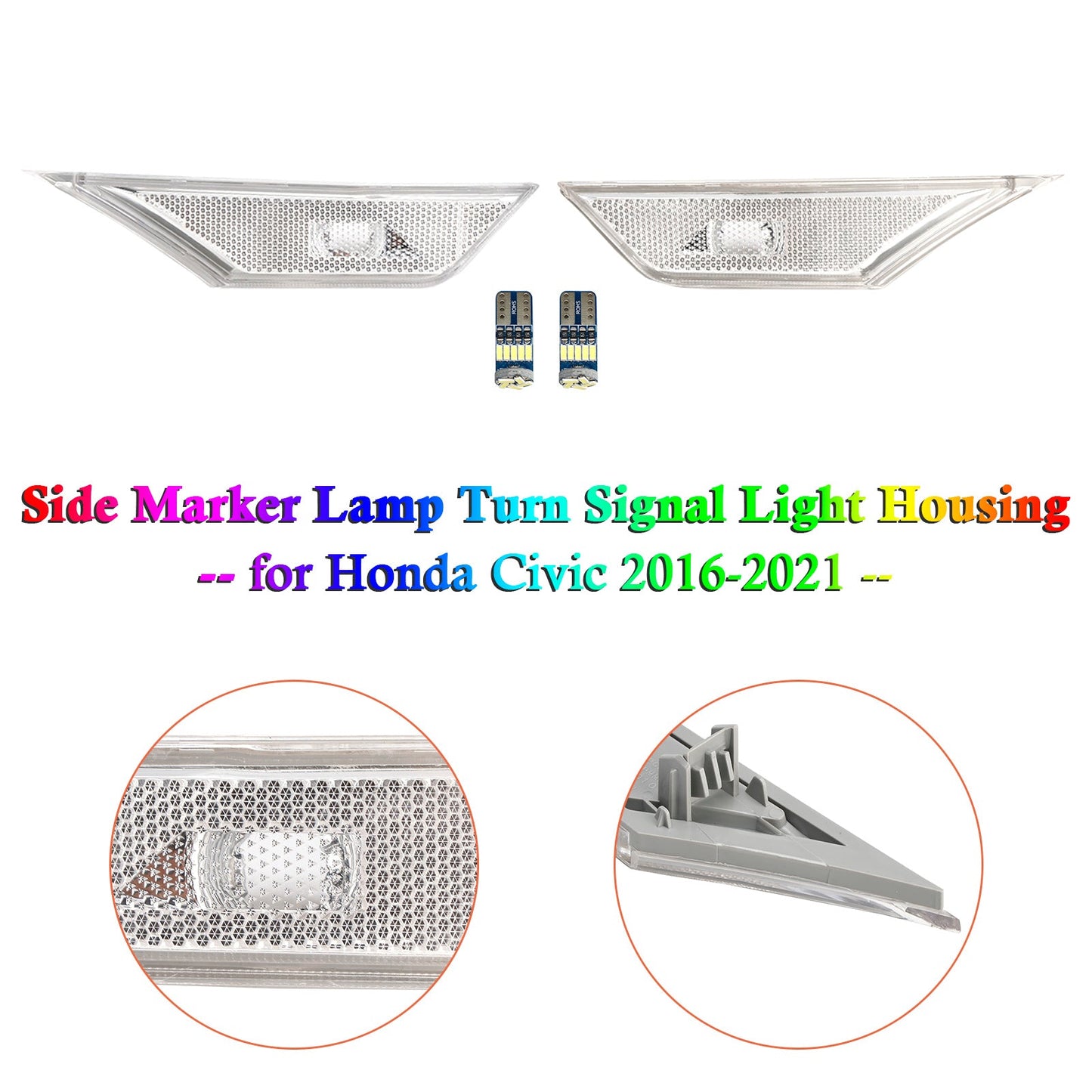 2016-2021 Honda Civic Honda Civic 2016-2021 Side Marker Lamp Turn Signal Light Housing With light bulb