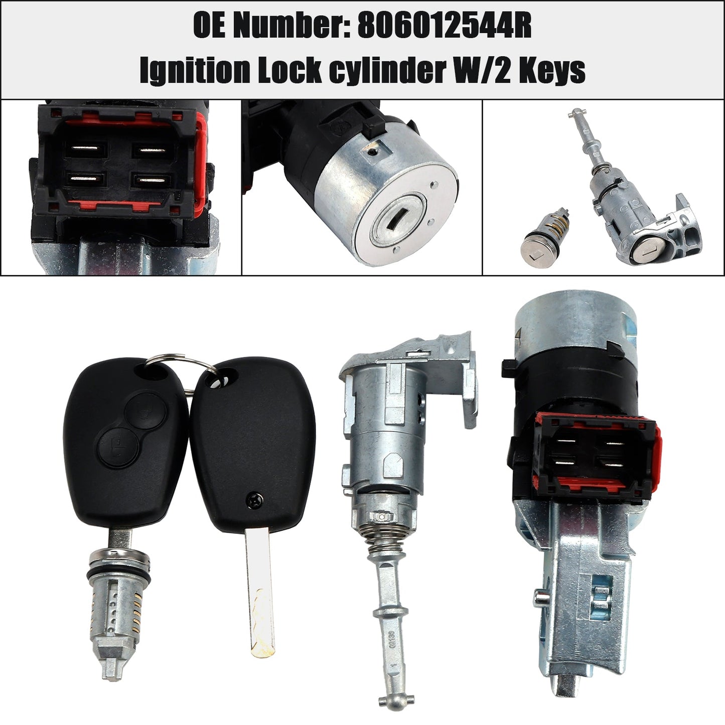 Renault Kangoo II Master III Ignition Lock cylinder W/2 Keys 806012544R