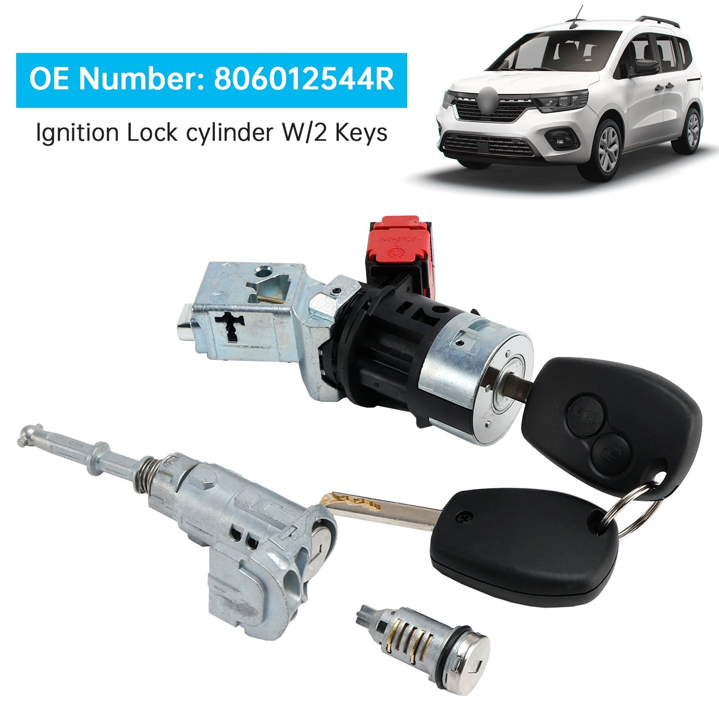 Renault Kangoo II Master III Ignition Lock cylinder W/2 Keys 806012544R