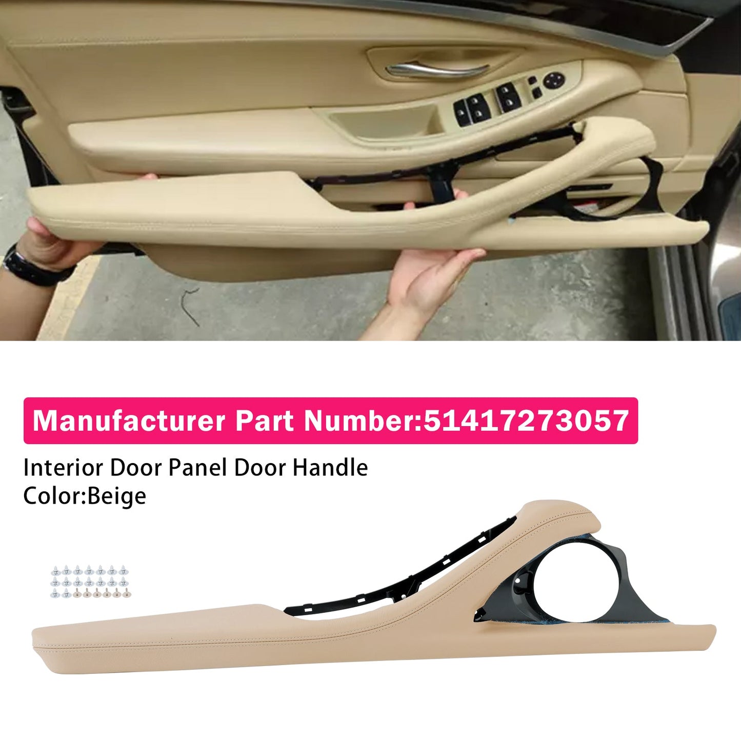 BMW 5 Series F11 F10 F18 2010-2016 Interior Door Panel Door Handle Beige